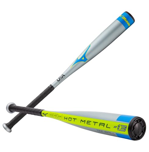 Mizuno HOT METAL T-Ball -13 USA Baseball Bat | 2 1/4 inch Barrel | 1 Piece Aluminum | Lightweight Design | Speed Helix Grip