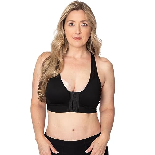 AnaOno Front Closure Wirefree High Support Pocketed Mastectomy Racerback Sports Bra
