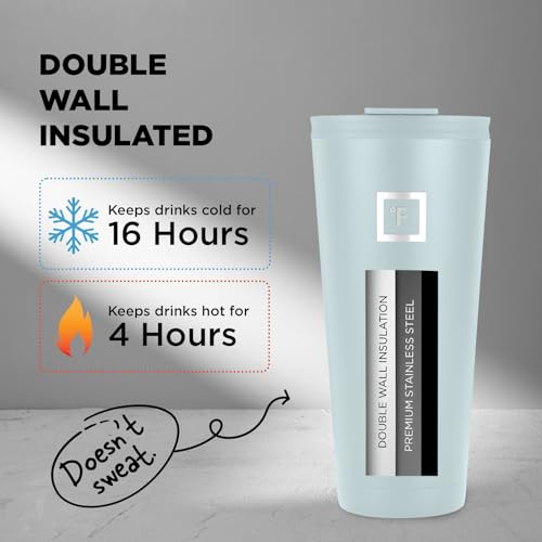 IRON °FLASK Classic Tumbler - Vacuum Insulated Stainless Steel Water Bottle, Double Walled, Drinking Cup, Insulated Travel Mug (Cotton Candy, 24 oz Solid Lid)