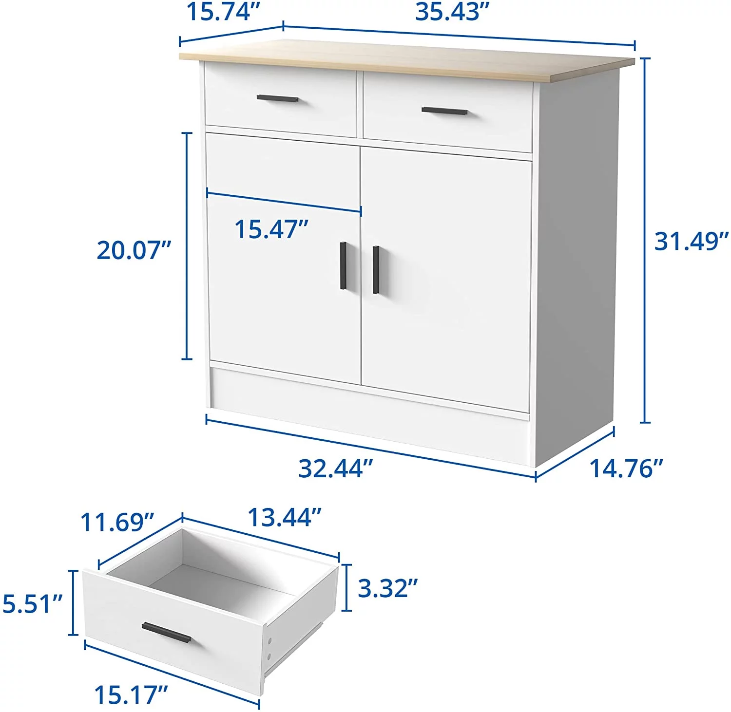 Cozy Castle Kitchen Buffet Storage Cabinet with Doors, Drawers and Flexible Shelf, Buffet Table Sideboard for Kitchen, Entryway, Dining Room