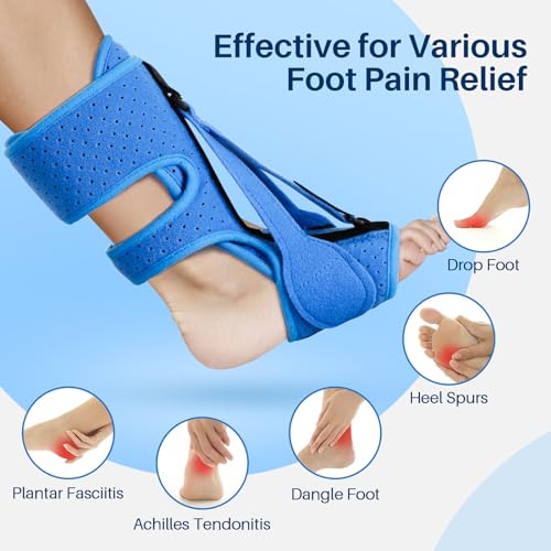 Plantar Fasciitis Night Splint, 2024 Upgraded Adjustable Plantar Fasciitis with Massage Ball for Foot Pain Relief by Plantar Fasciitis Achilles Tendonitis Foot Drop, Achilles Tendonitis