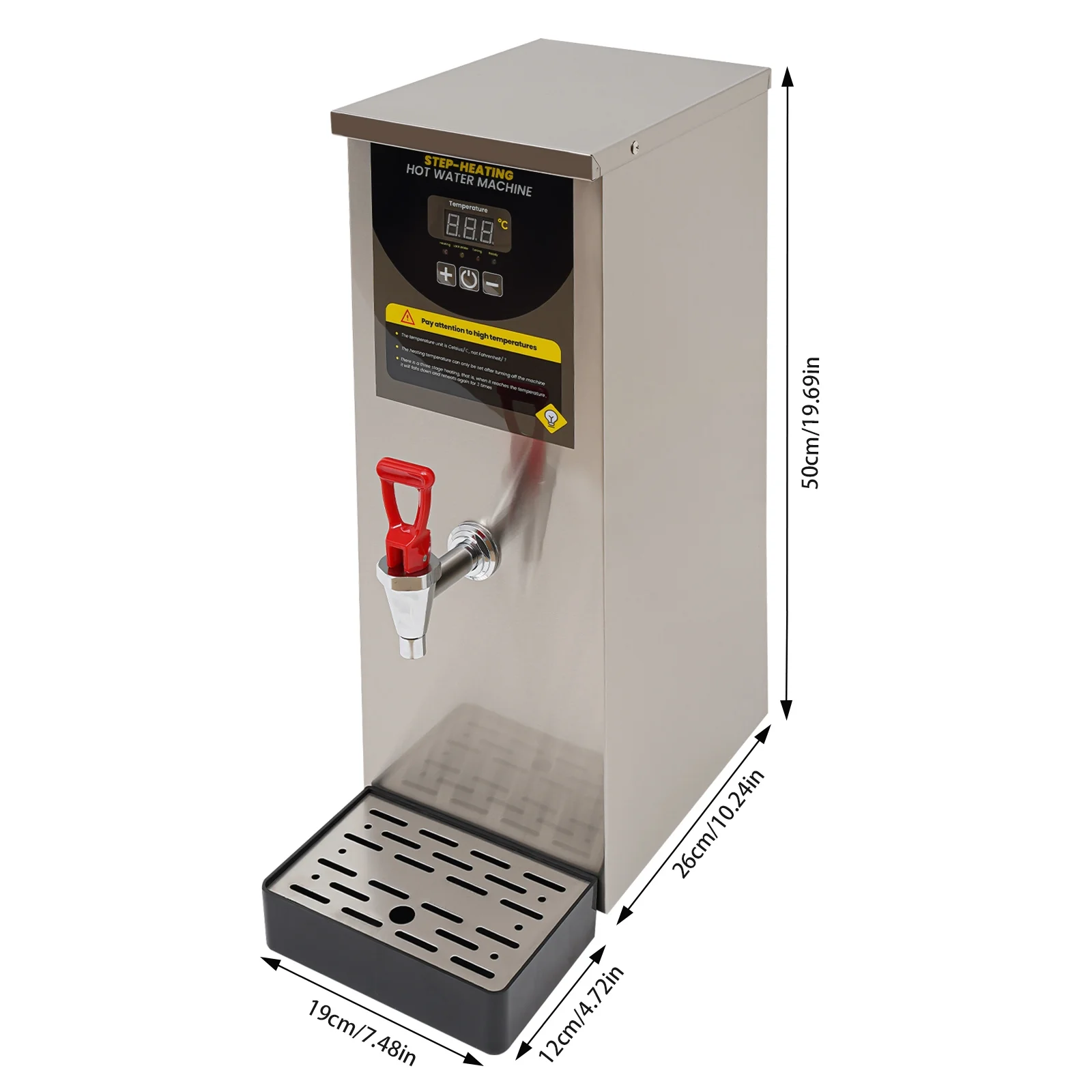 Miumaeov Commercial Electric Water Boiler Step-Heating Hot Water Dispenser 35L/H Stainless Steel Electric Dispenser 2KW for Coffee Restaurant Hotel Office