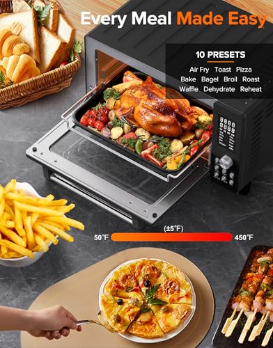 Nuwave Bravo Pro Smart 21QT Toaster Oven Air Fryer Combo, Convection Oven Countertop, 10 functions all in 1, with even & quick crisp technology, 50-450°F, 1800W, Stainless Steel
