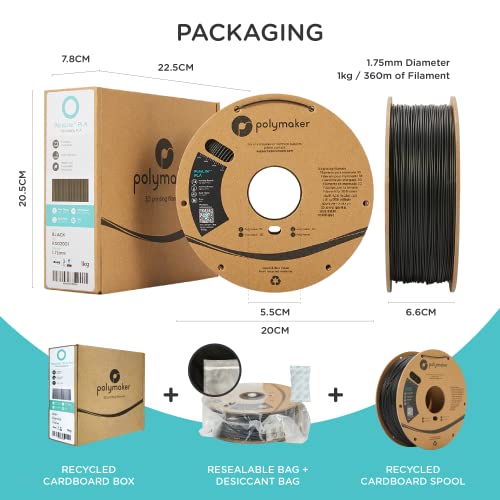 Polymaker PLA PRO Filament 1.75mm 1kg, Tough & High Rigidity White 3D Printing Filament, PolyLite PLA PRO 3D Printer Filament 1.75mm, Print with Most 3D Printers