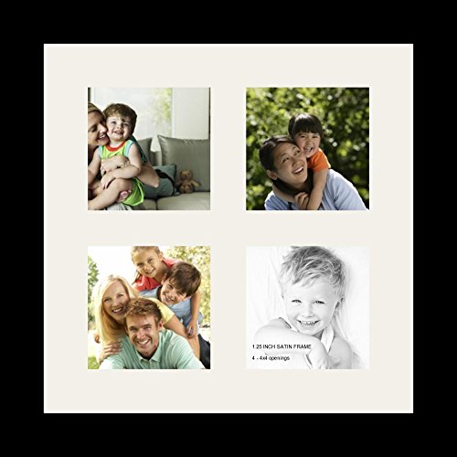 ArtToFrames Collage Photo Frame Single Mat with 4-8x10 Openings and Satin Black Frame.