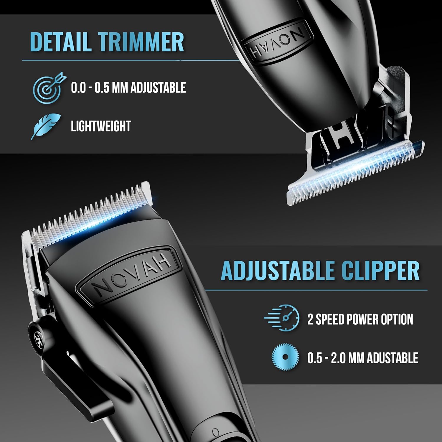 Novah Professional Barber Clippers and Trimmer Set - Foil Shaver Professional Hair Clippers for Men, Mens Cordless Hair Clippers for Barbers Haircut Kit, Fade