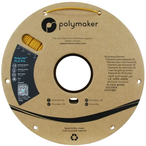 Polymaker PLA PRO Filament 1.75mm 1kg, Tough & High Rigidity White 3D Printing Filament, PolyLite PLA PRO 3D Printer Filament 1.75mm, Print with Most 3D Printers