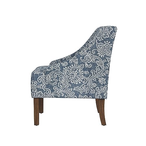 HomePop Velvet Swoop Arm Accent Chair, Suri Blue