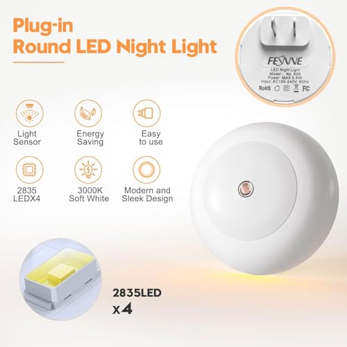 Night Light, Night Lights Plug into Wall, Dusk to Dawn Sensor, Amber Led Night Light 0.5W, 2 Pack Nightlight for Adults, Bedroom, Bathroom, Hallway, Kitchen