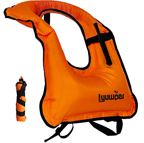 Inflatable Snorkel Vest Adult Snorkeling Jackets Free Diving Swimming Safety Load Up to 220 Ibs