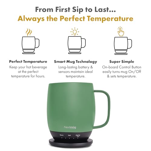 Nextmug - Temperature-Controlled, Self-Heating Coffee Mug (Black - 14 oz.)
