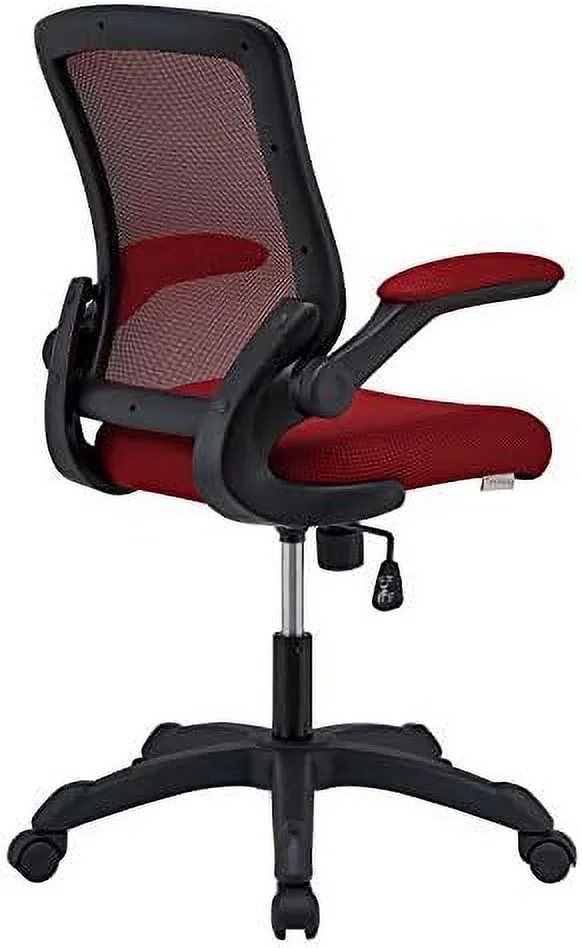 Veer Office Chair with Mesh Back and Vinyl Seat With Flip-Up Arms in Red
