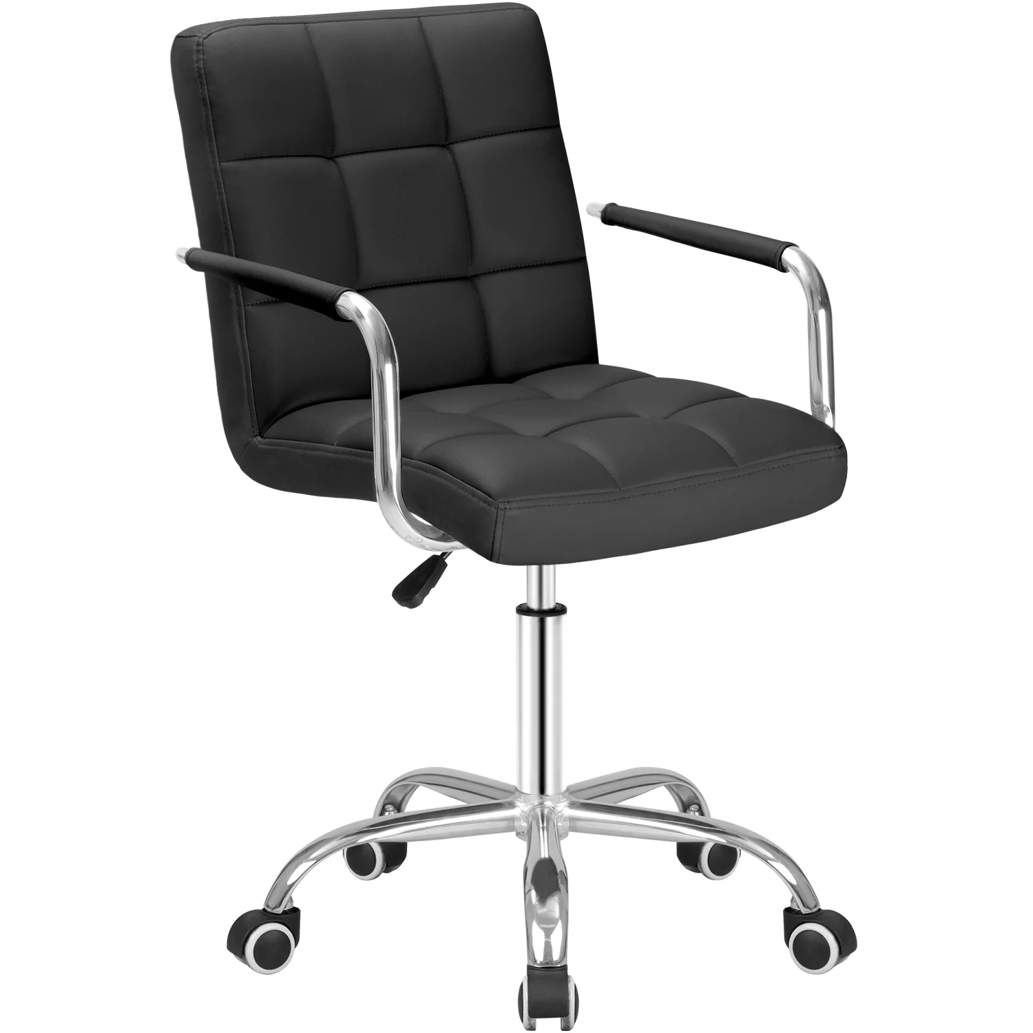 Furmax Mid-Back Office Chair Ribbed PU Leather Executive Chair, Black