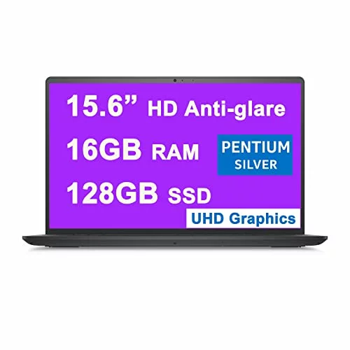 Dell Inspiron 15 3000 3510 Business Laptop 15.6” HD Anti-Glare Narrow Border Display Intel 4-Core Pentium Silver N5030 Processor 16GB RAM 128GB SSD Intel UHD Graphics 605 HDMI Win10 Carbon Black