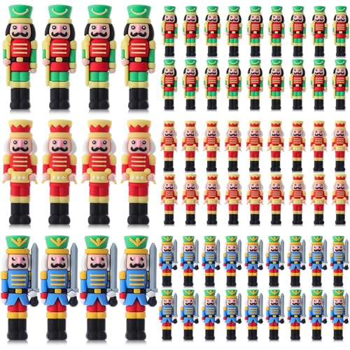Chunful 60 Pcs Mini Christmas Nutcrackers Figures Miniature Nutcrackers Nutcracker Soldier Figurines Christmas Decorations for Tree Tabletop Home Collectible Decor Party Favors Gifts(Three Designs)