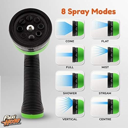 Flexi Hose Upgraded Expandable Garden Hose 50 ft Extra Strength 3/4 Solid Brass Fittings - The Ultimate No-Kink Flex 50 ft Water Hose (Black, 50FT)