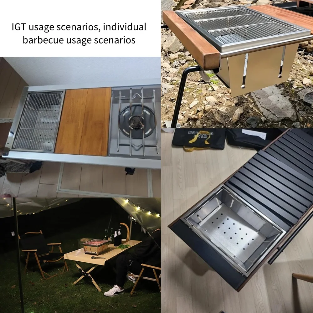 304 stainless steel small barbecue oven, outdoor folding integrated barbecue rack, camping IGT unit oven components