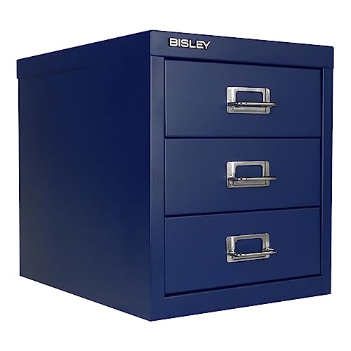 Bisley 10-Drawer Steel MultiDrawer Cabinet - Black, Chrome Pull Handles with Label Holders, Powder-Coated Steel, Removable Drawers, Fits Under Most Desks, Labels Included