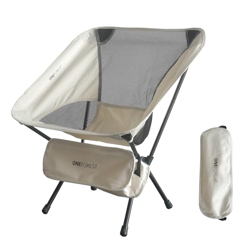 ONEFOREST Camping Chair, Foldable Portable Backpacking Chair for Beach Camp Hiking Outdoor Sport, Black