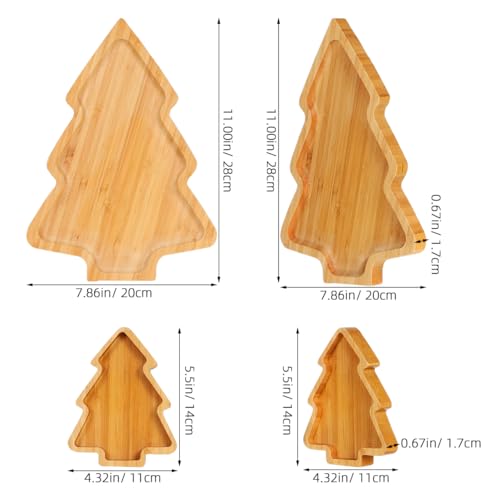 2PCS Wood Serving Platters:Christmas Tree Shaped Wooden Tray for Japanese Sashimi, Holiday Platters,Serving Charcuterie Board Decorative Cheese Cookie Trays Sandwich Dessert Snacks