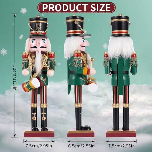 11.8 Inch Christmas Decor Nutcracker Figures, Wooden Nutcracker Ornaments, Festive Collectible Gift for Table Desktop Fireplace Thanksgiving Christmas Decor,Spearman