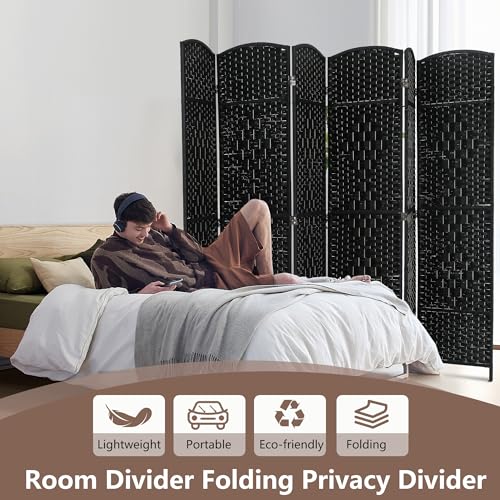FDW Room Divider 6FT Wooden Screen Folding Privacy Screens Portable Wall Dividers for Home Office Bedroom, Dark Brown