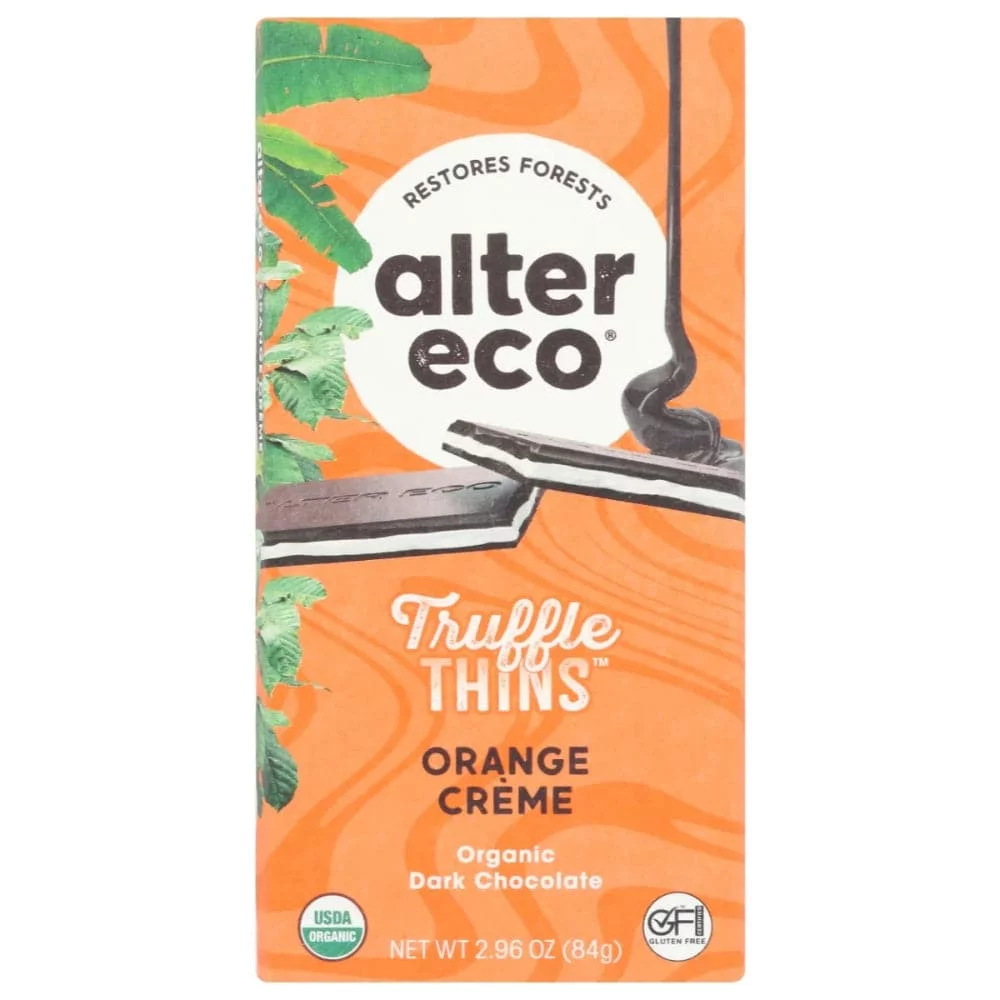 Alter Eco - Truffle Thin Orange Creme Bar 2.96 OZ - Pack of 12