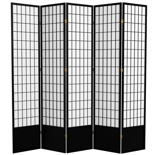 Red Lantern 7 ft. Tall Window Pane Shoji Screen-White-3 Panels Room Divider