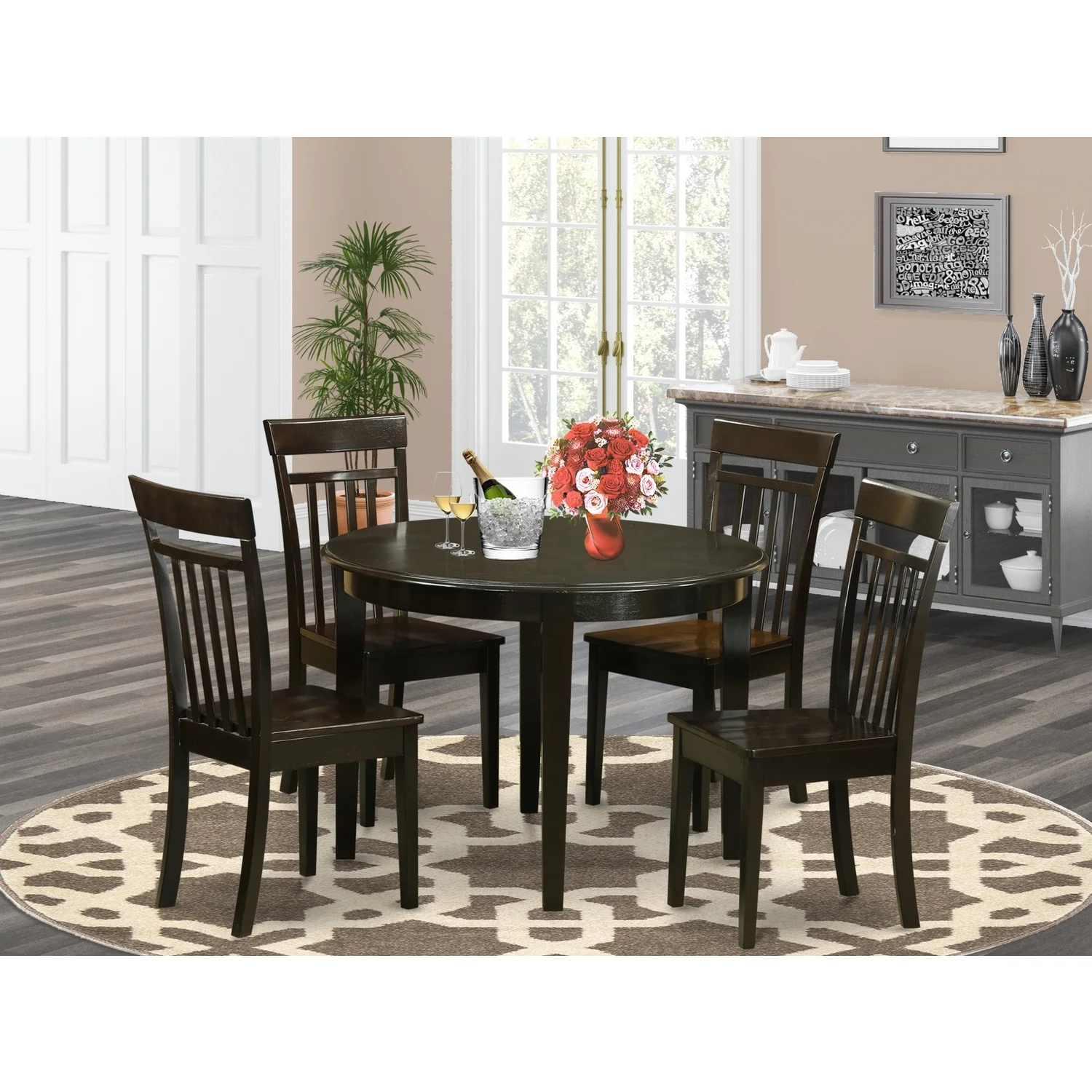 HomeStock 5-Piece Kitchen Boho Beauty Dining Table Set