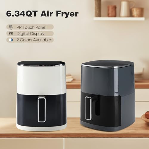 OLIXIS Air Fryer 6 Quart with Window Square Air Fryer 12-in-1 Air Fry, Roast, Reheat, Dehydrate, Bake, Steam, Fries, Custard, Chicken, Wings, Sea Food, Vegetabels,400F Grey