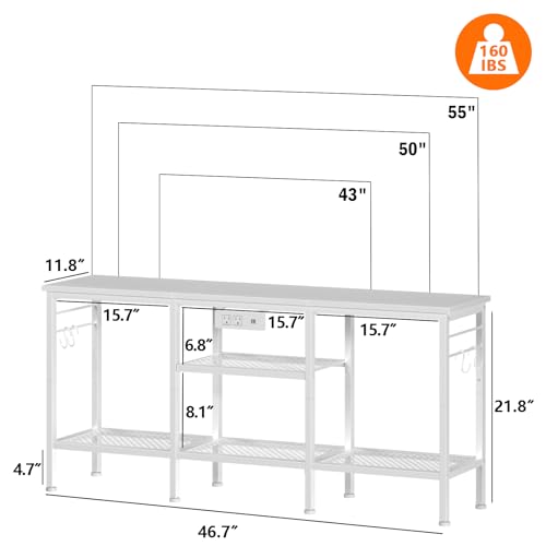 Furologee TV Stand with Power Outlets, Entertainment Center with Open Storage Shelves for TVs up to 55 Inch, Media Console Table with Soundbar Shelf for Living Room, Bedroom, Rustic Brown