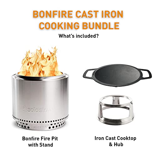 Solo Stove Ranger Cast Iron Wok Cooking Bundle 2.0 | Portable Smokeless Fire Pit, Stand, Woktop & Hub, Wood Burning, Removable Ash Pan, Stainless Steel/Cast Iron, H: 22in x Dia: 14.25in, 31lbs