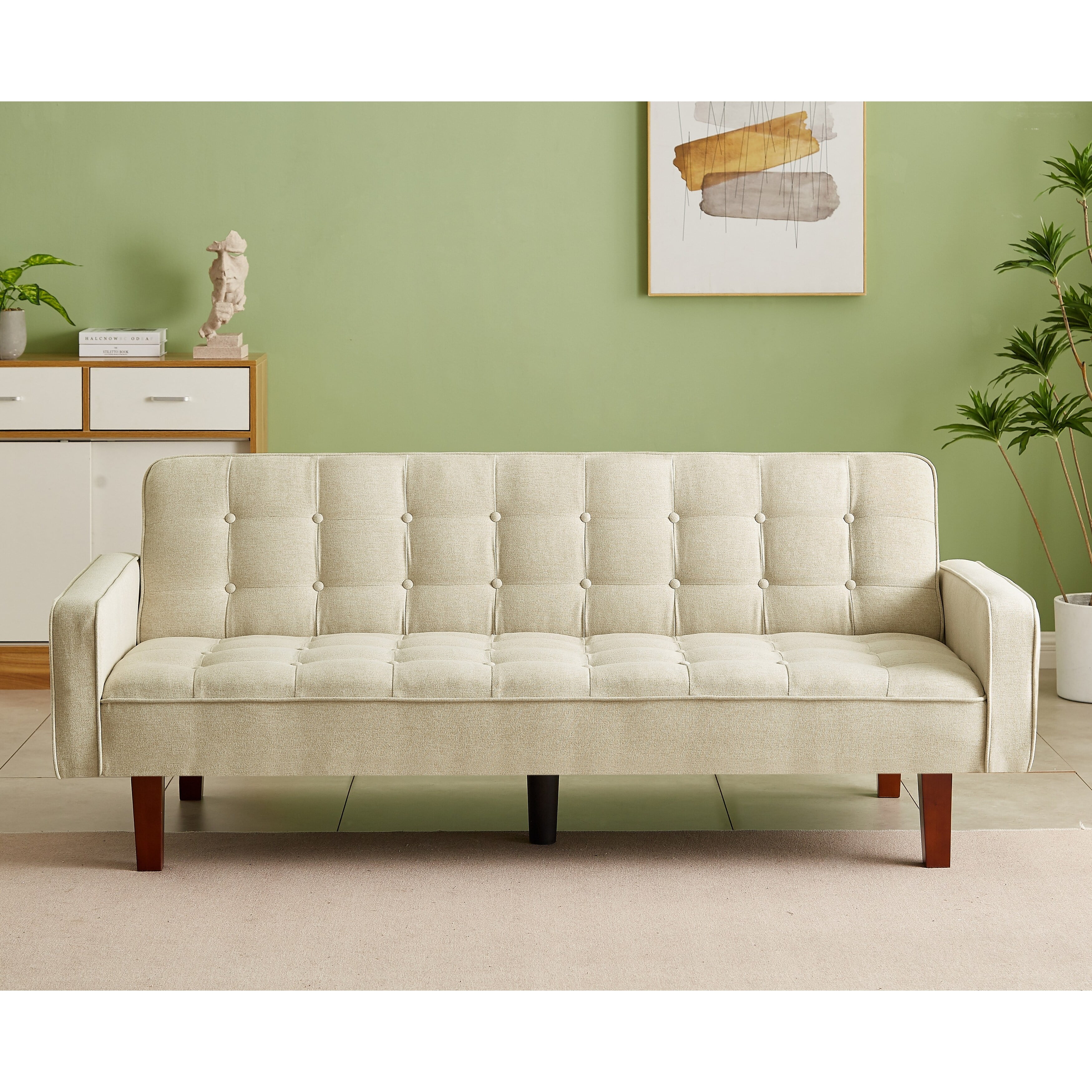 MILEMONT Sofa Couch for Living Room, Loveseat Sofa Futons for Small Space,Bedroom,Apartment,Studio Beige