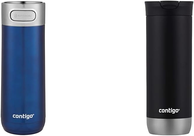 Contigo Luxe Vacuum-Insulated Stainless Steel Thermal Travel Mug & Huron Vacuum-Insulated Stainless Steel Travel Mug with Leak-Proof Lid