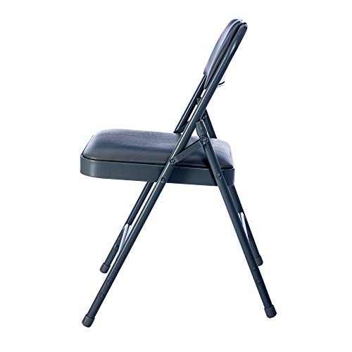 Premium Vinyl Upholstered Triple Brace Double Hinge Folding Chair, Black