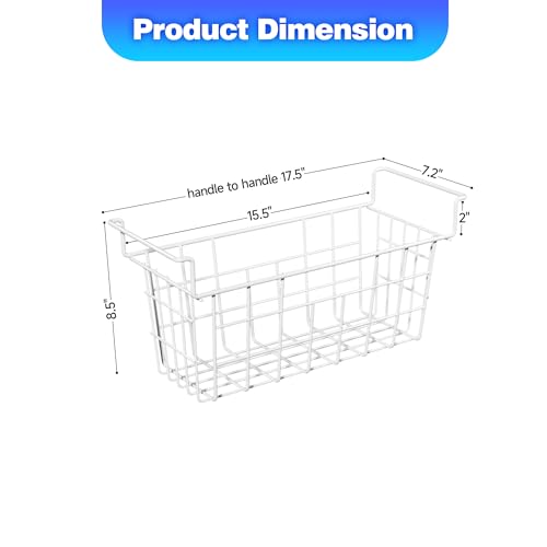 17.5 Inch Metal Wire Freezer Bins - 2Pack Deep Freezer Organizer with Hanging Handles, Freezer Baskets