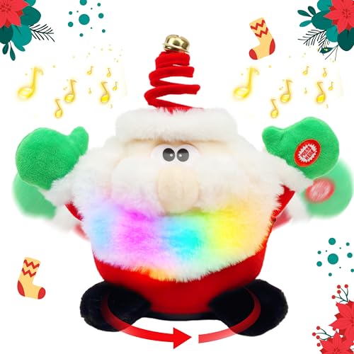 Hopearl Singing Dancing Light up Christmas Father Interactive Toy Santa Claus Animated Plush Toy Gift for Kids Toddlers Boys Girls, 11''