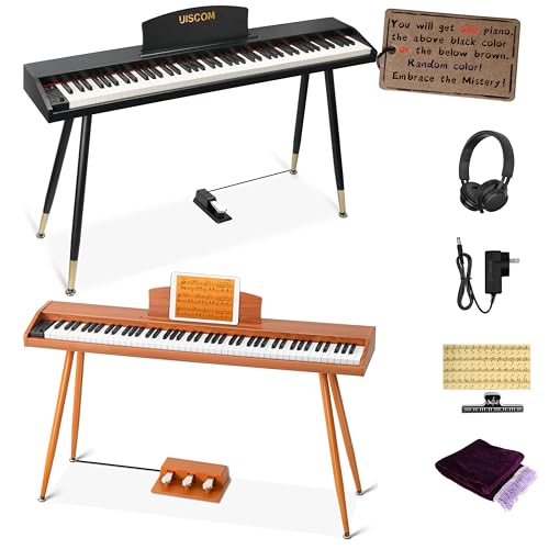 Digital Piano Keyboard for Beginners,Full Size 88 Key Semi-Weighted Keyboard Electric Piano with Stand,Power Adapter,Sheet Music Stand,Pedal,Headphone,USB-MIDI Compatibility,Wood Black or brown