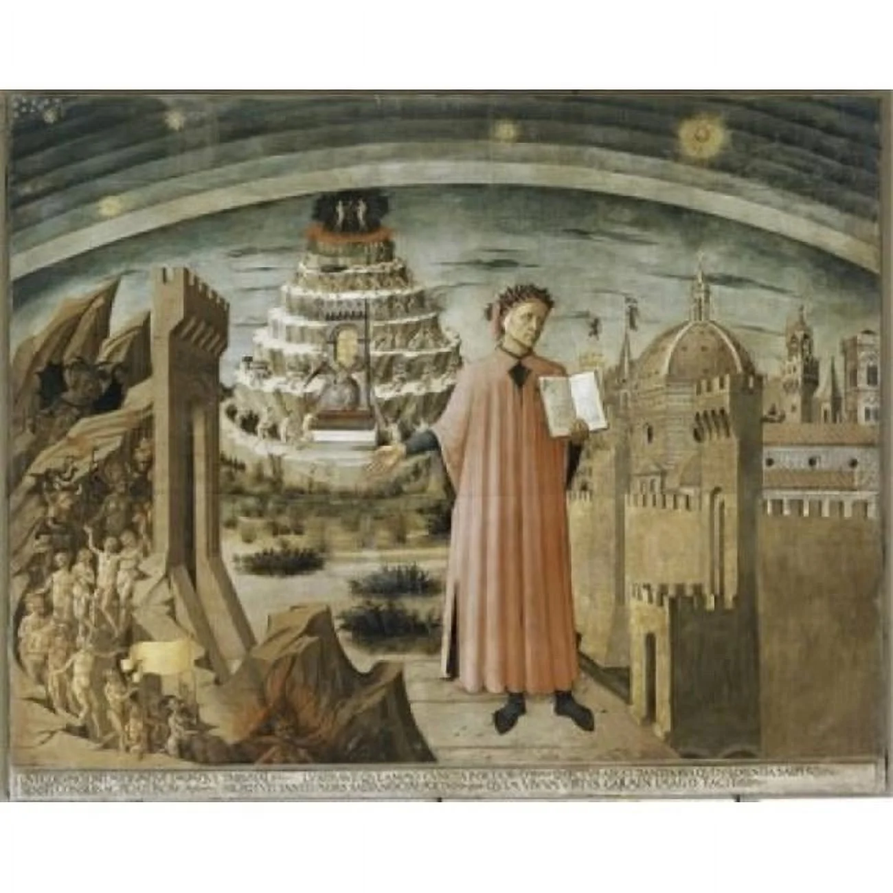 Dante & His Poem Domenico Di Michelino 1417-1491 Italian Santa Maria Del Fiore the Cathedral Florence - 18 x 24 in.