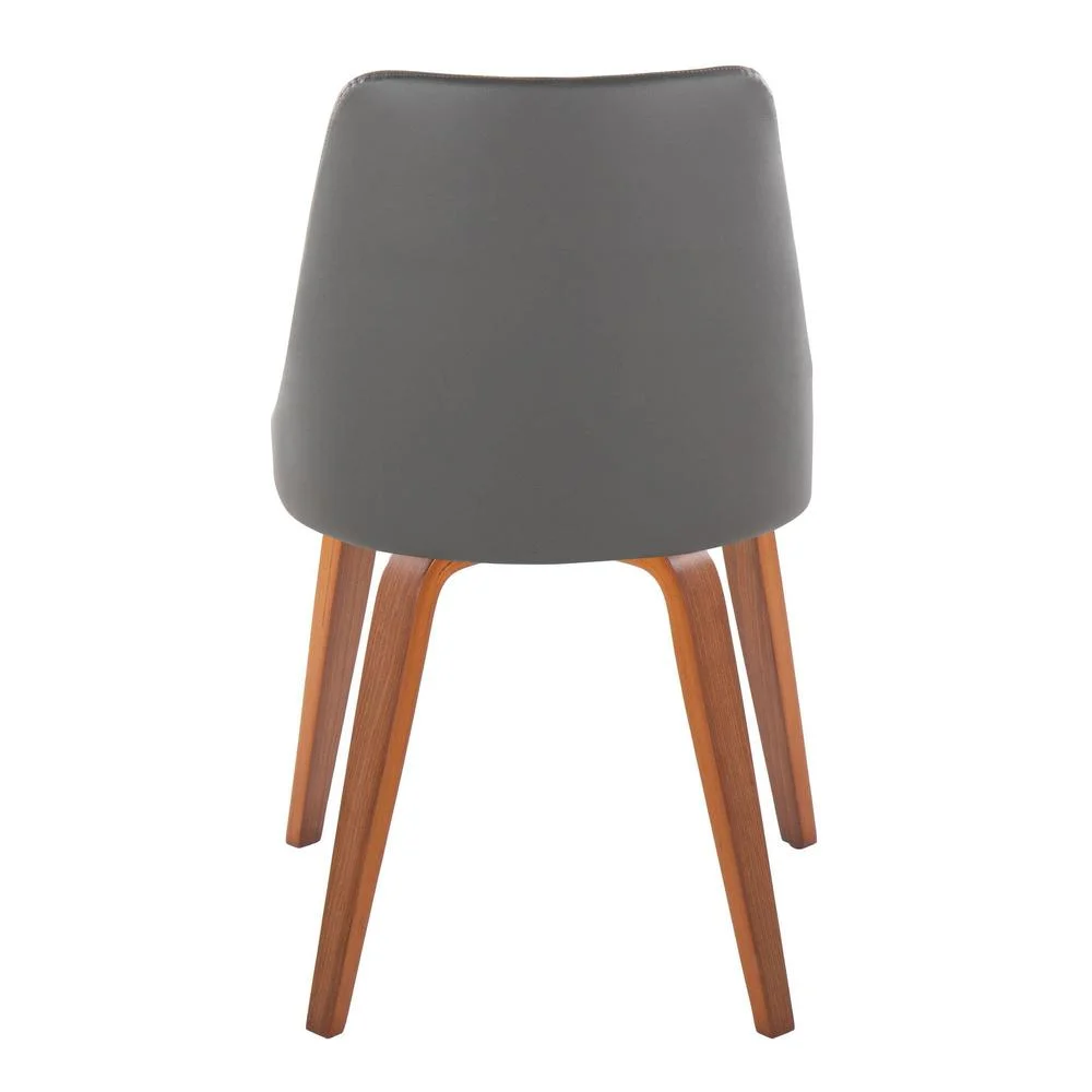 Carson Carrington  Ockelbo Dining Chair with Bent Wood Legs (Set of 2) Grey Faux Leather/Walnut Wood