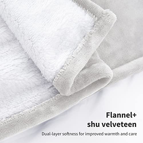 Electric Blanket Heated Throw, Soft Flannel & Sherpa Heating Blanket Throw with 3 Heating Levels & 4hrs Auto Off, Machine Washable, ETL Certification, Home Office Use, 50x60 Inch, Blue