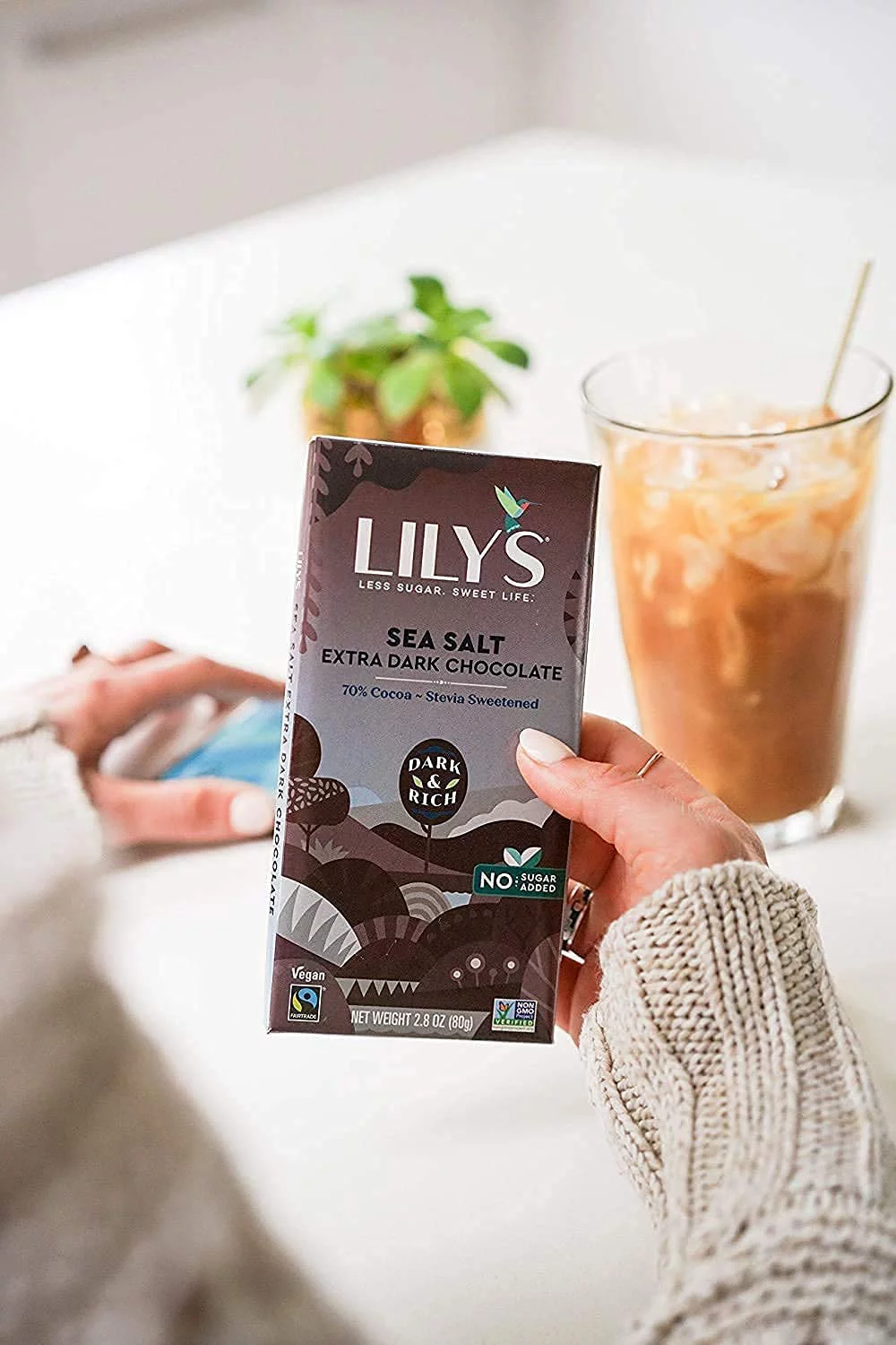 Sea Salt Dark Chocolate Bar by Lily's | Stevia Sweetened, No Added Sugar, Low-Carb, Keto Friendly | 70% Cocoa | Fair Trade, Gluten-Free & Non-GMO | 2.8 ounce, 12-Pack