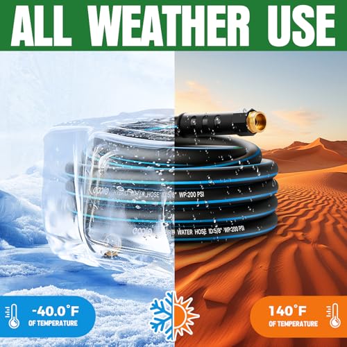 Heavy Duty Garden Hose 25ft, NON-EXPANDABLE Flexible Water Hose, Kink Resistant Lightweight Hybrid Hose, Leakproof Hose Male to Female Fittings