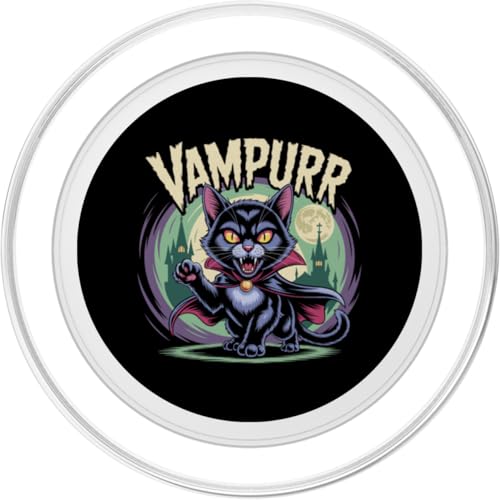 Vampurr Cat Halloween Funny Vampire Kitten Pun PopSockets PopWallet for MagSafe