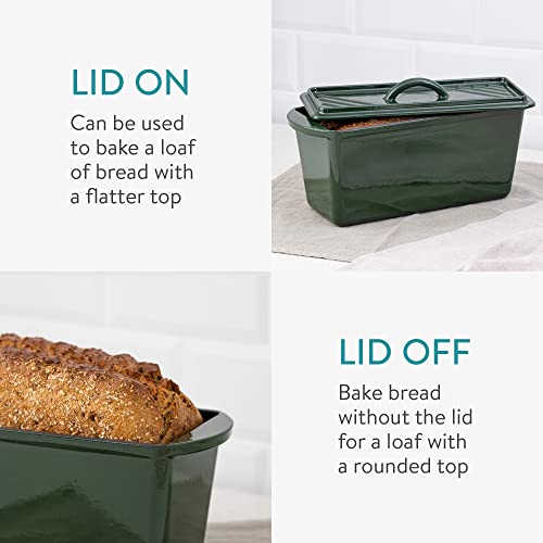 Navaris Cast Iron Bread Loaf Pan with Lid, 13x5 inches, Black