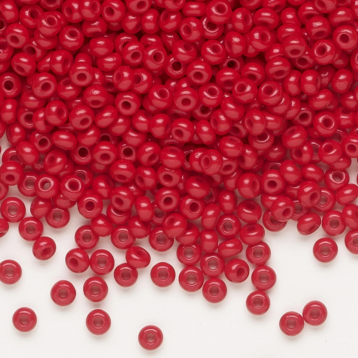 Seed bead, Preciosa Ornela, Czech glass, opaque ruby red, #8 rocaille. Sold per 50-gram pkg.