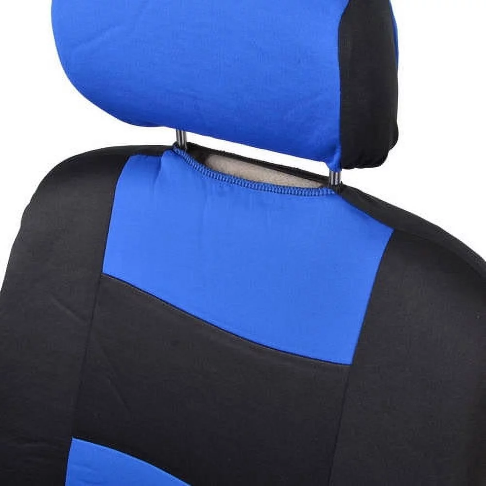 BDK Car Seat Covers 9pc Polyester Cloth 2 Front and Integrated Headreasts Rear Bench, High Back Rear