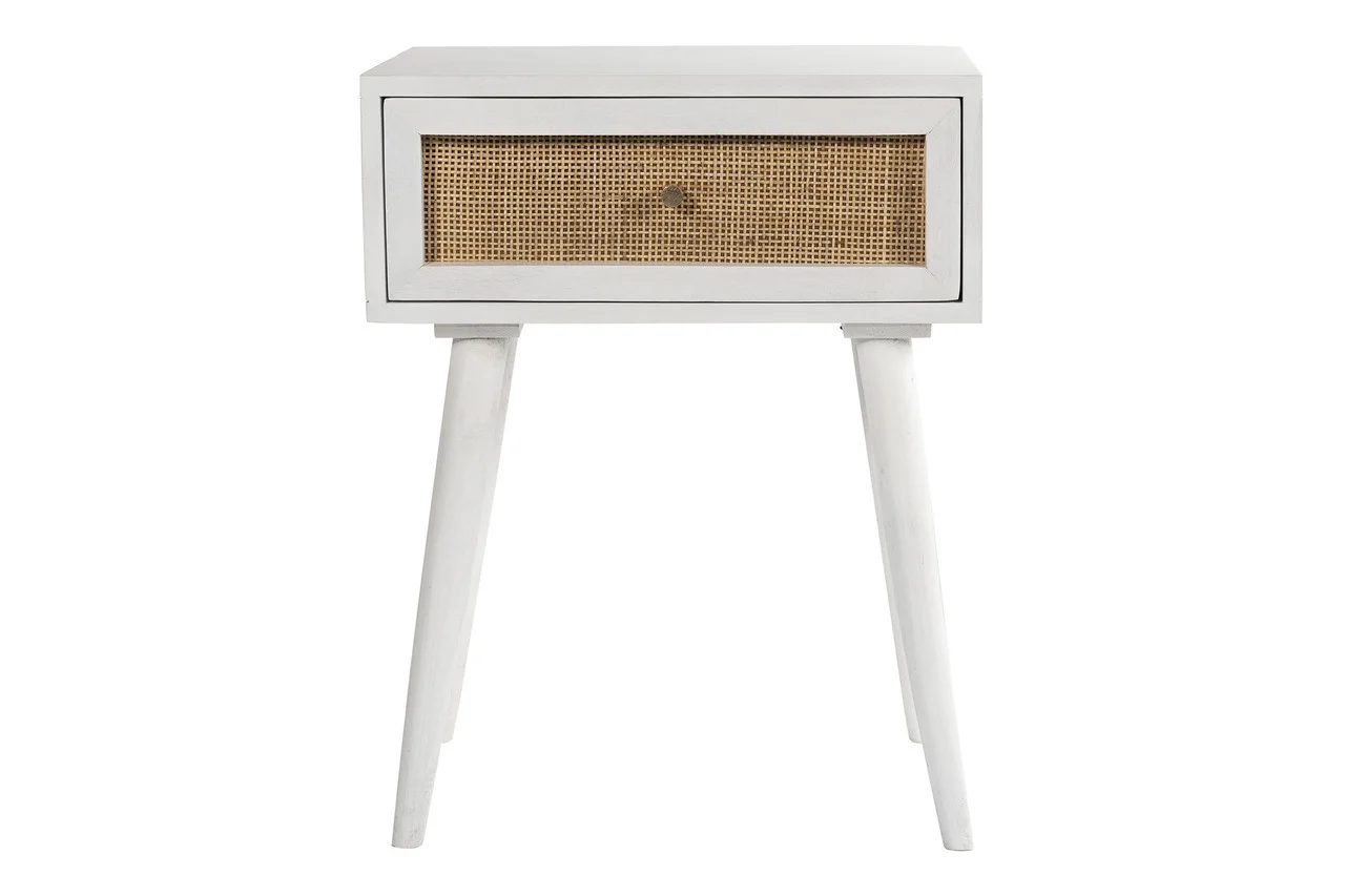Inmod Mid-Century Modern Serafina 1-Drawer Nightstand, White