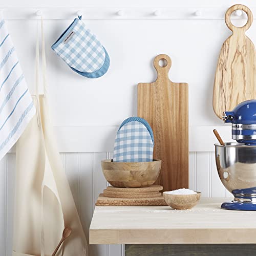 KitchenAid Gingham Cotton Mini Oven Mitt 2-Pack Set, Passion Red, 5.5