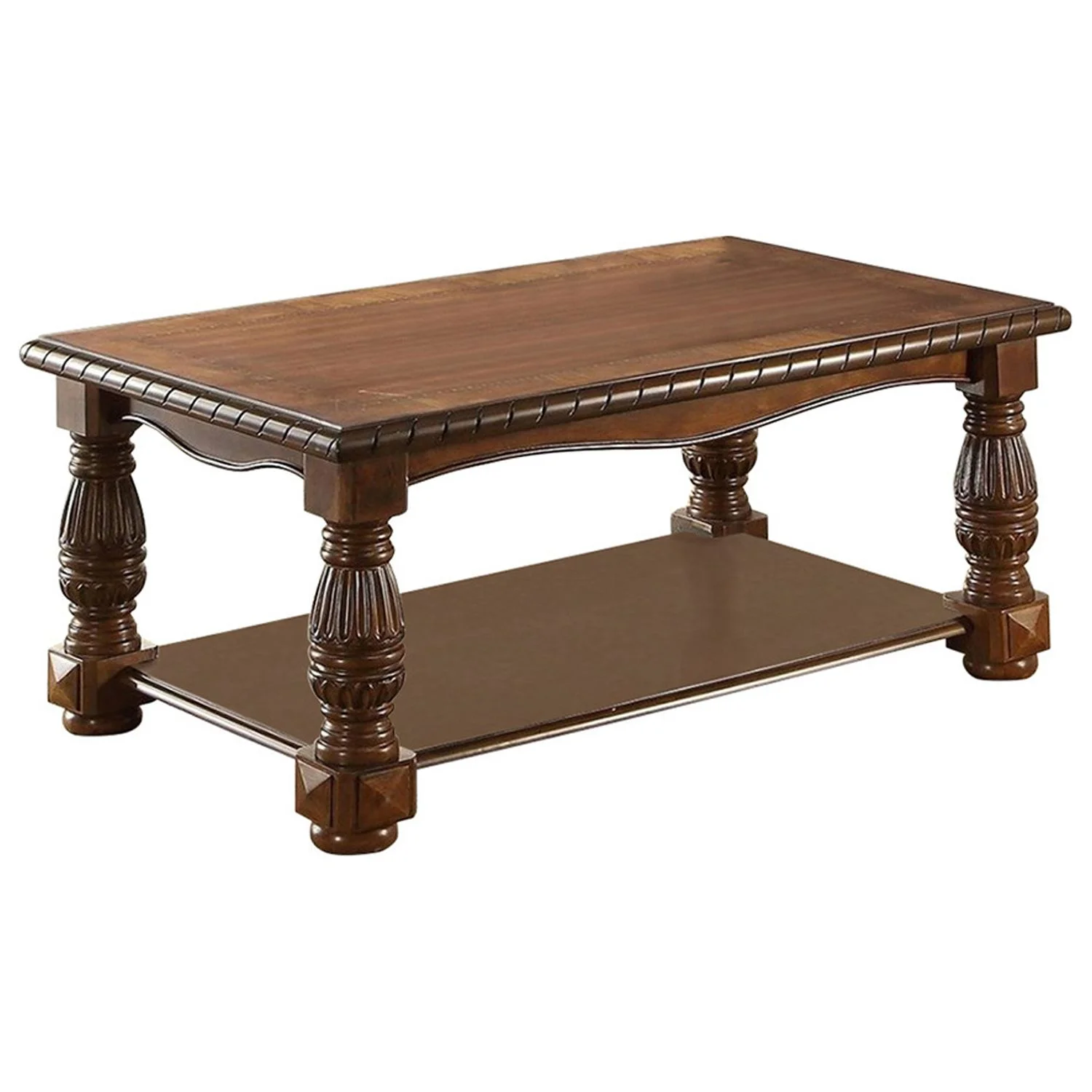 Maykoosh Handmade Home Rubber Wood Ash Burl Coffee Table, Brown